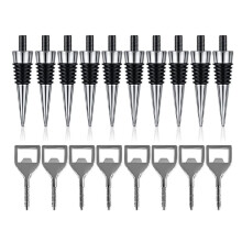 10 Stuks Metalen Wijnstopper en 8 Stuks  Legering Flesopener Chroom Flessenstop Flesopener Inzetstukken Set