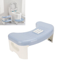 Foldable Toilet Stool with Ergonomic UShape Design, AntiSlip 45 Platform for Adults and Kids, Blue