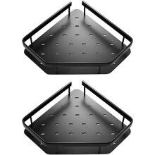 Black Brass Corner Shower Shelf Bathroom Wall Caddy, RustResistant Wall Mounted Organizer