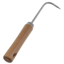 Garden Hand Rake Weeding Tool with Ergonomic Wooden Handle, Durable Stainless Claw for Pots 24cm