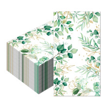 Eucalyptus Guest Napkins 100 Pack Disposable Paper Hand Towels with Elegant Green Floral Design for Wedding Party and Bathroom Decor