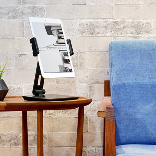 Ergonomic Desktop Tablets Phone Clamp Holder With-Silver 1