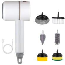 Electric Spin Scrubber with 6 Brush Heads, Waterproof Cordless Cleaning Brush for Bathroom and Kitchen