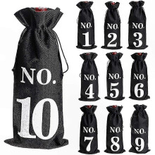 Weinbeutel aus Jute für Blindverkostungen – Flaschenhüllen mit Kordelzug und Taschen, 10er-Pack