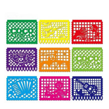 18 ft Cinco De Mayo Party-Dekorationen, 1 Packung Fiesta-Banner mit 9 Kunststoff-Papel Picado, buntes mexikanisches Motto-Party-Flaggen-Bann