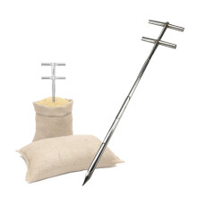 Stainless Steel Grain Powder Sampler 1m x 32mm with Triple Slot Double Tube Design and Rotating Handle