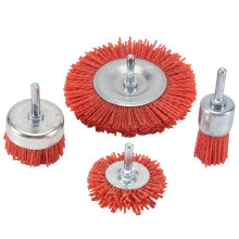 4 Stks Nylon Filament Schurende Draad Cup Borstel Nylon Eindborstel Kit voor Boor Rotary Tool met 1/4 Inch Schacht