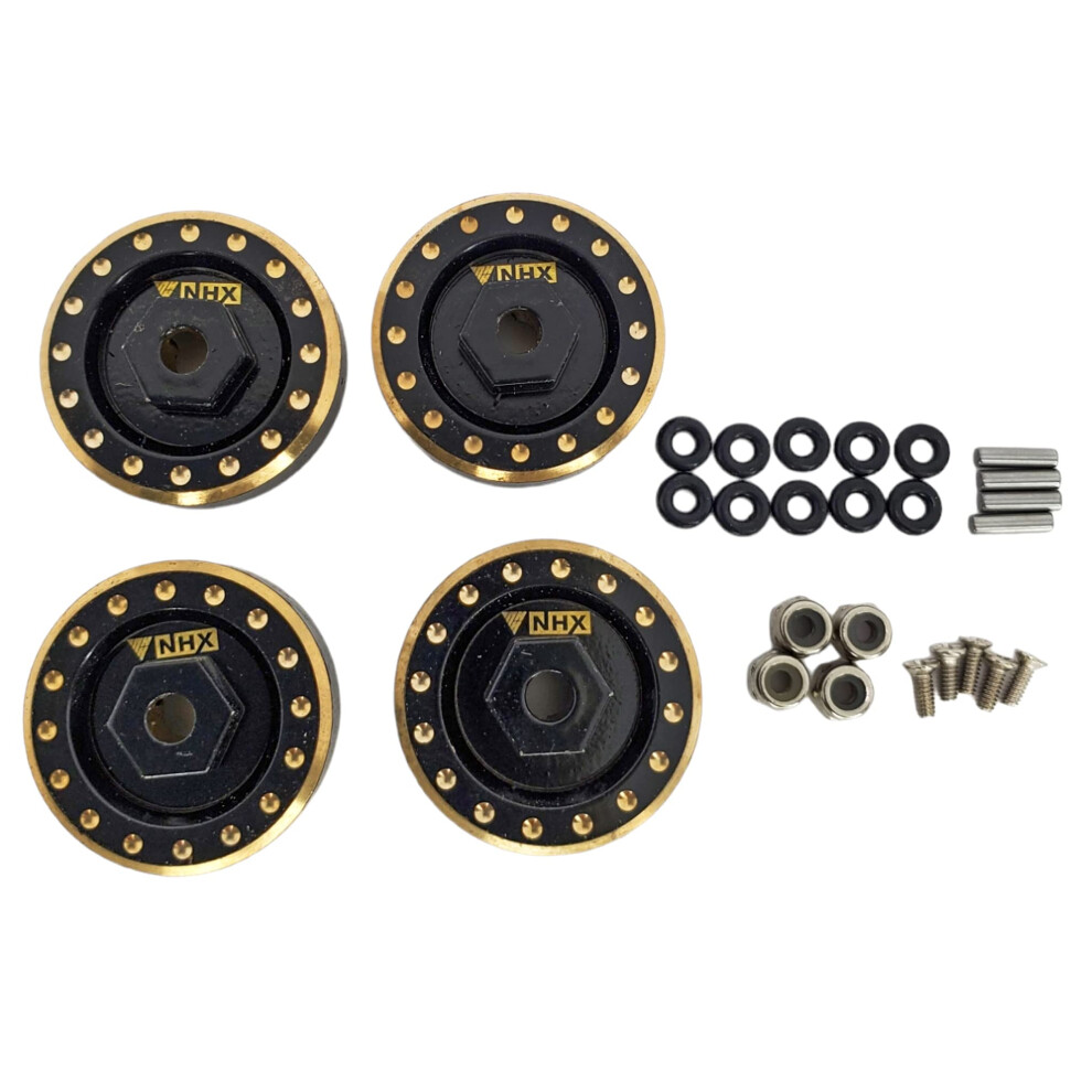 Brass Wheel Weights For Axial Scx24 With Extended +2Mm Hex Adaptor, Set Of 4, Enhanced Traction Black 9351714647274