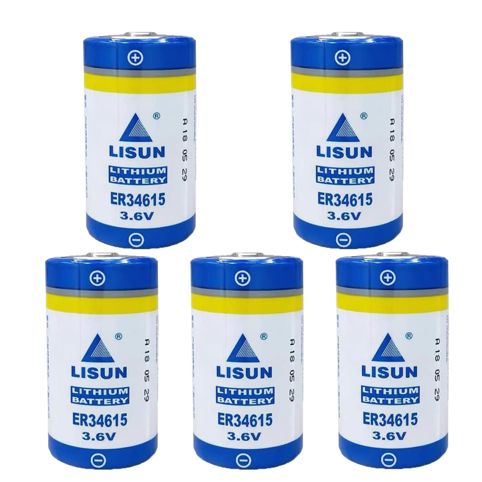Pack Of 5 Er34615 3.6V D Size Lithium Battery 19000Mah Long Life For Industrial Plc And Memory Backup 9330225504818