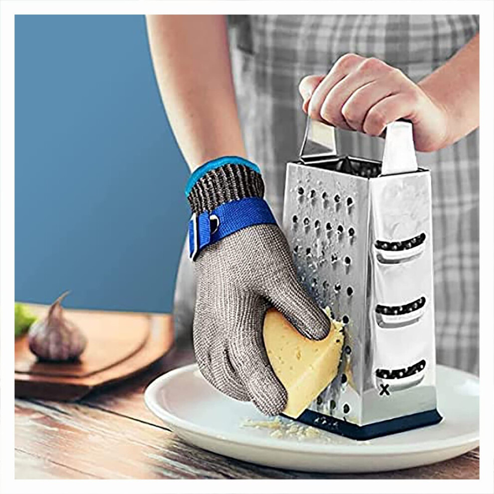 Cut Resistant Gloves 316L Stainless Steel Mesh Food Grade Butcher Safety Glove With Adjustable Strap (25.5Cm) 9351714647342