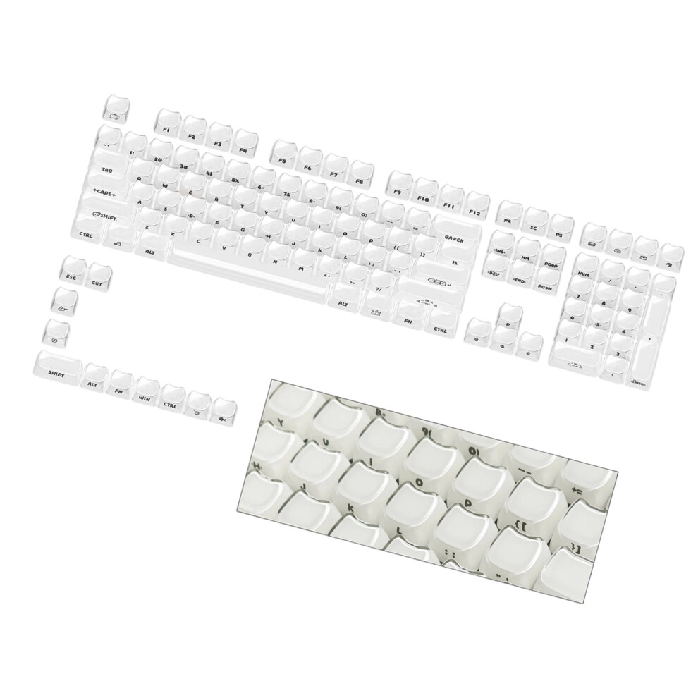 Full 119 Keys Mao Profile Keycaps With Soft Jelly Feel- White 7704001075281