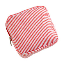 Trousse de toilette rayée en tissu à bulles, conteneur de-Rouge