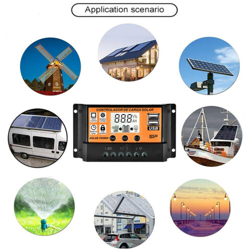 MPPT Solar Charge Controller 30A 50A 100A Solar Panel Battery Regulator with Dual USB and LCD Display 2