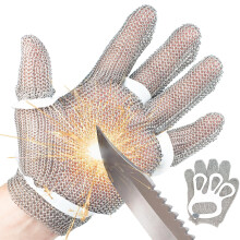 Cut Resistant Gloves Stainless Steel Mesh Chainmail Food Grade Safe Kitchen Glove Medium with Dual Adjustable Strap