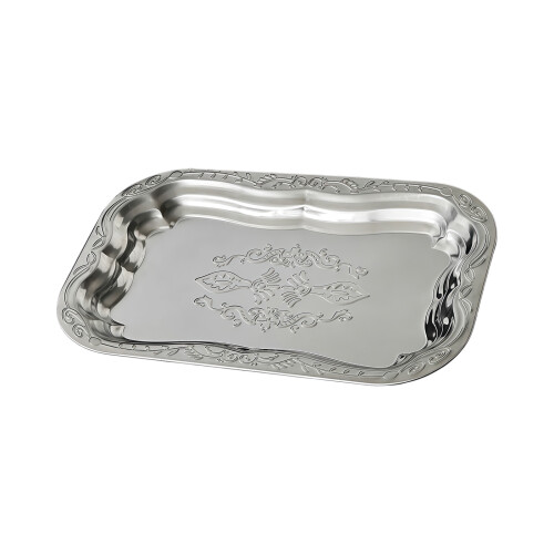 Elegantes Metalltablett im französischen Stil mit-Silber Klein