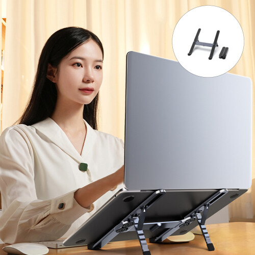 Platzsparender, faltbarer Computerständer, 6 verstellbare-Silber 2