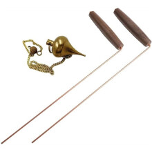 Metal Detection Dowsing Rod Kit with Pure Copper Rods Walnut Handles for Mineral Exploration Water Finding Complete Set