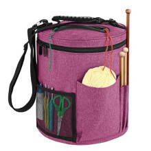 Yarn Storage Bag with Side Pockets & Zippered Lid 11x13in Yarn Organizer with Handle & Shoulder Strap Crochet Storage B