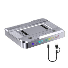 Dwukomorowa Stacja Dokująca M.2 NVME NGFF SSD z Podświetleniem RGB, USB3.2 GEN2 Typu C, Transferem Danych 20 Gb/S, Klonerem Offline