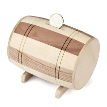 Wooden Money Box Wine Barrel Piggy Bank Handmade Wooden Craft Coin Saving Box XSmall
