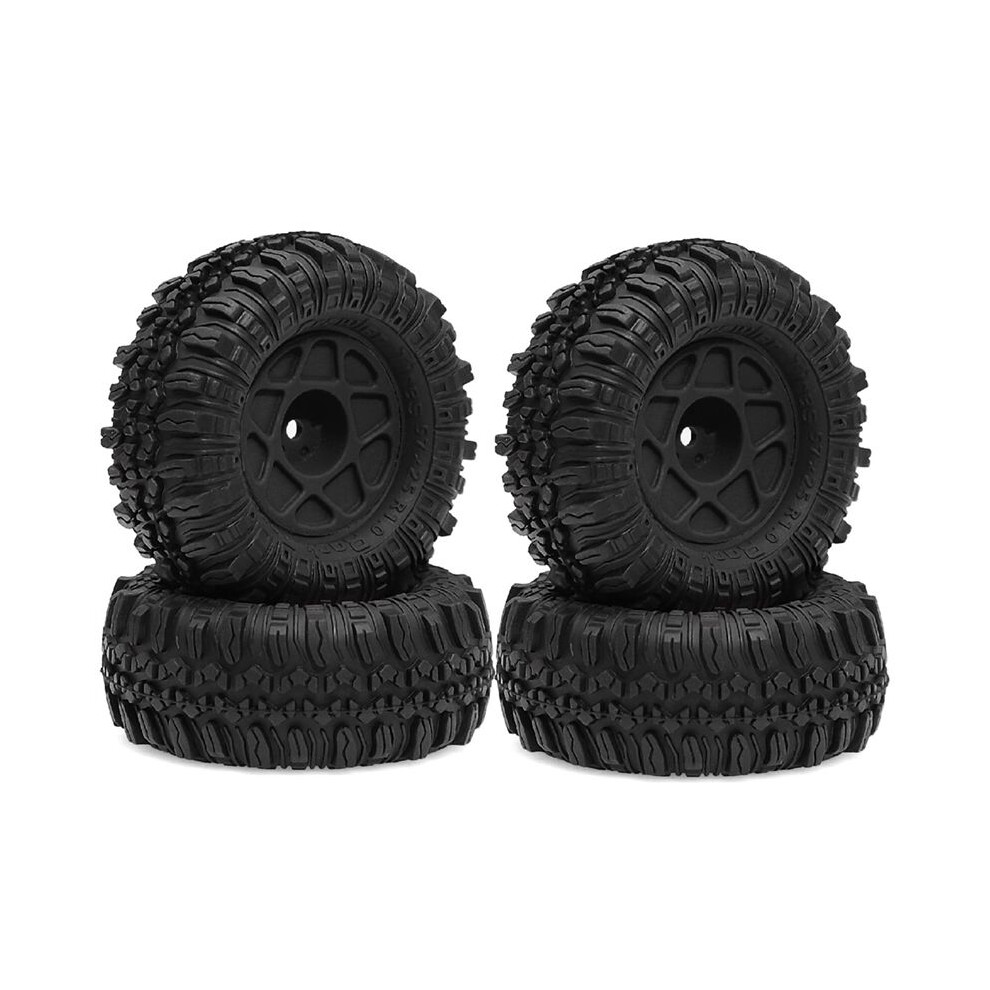 4Pcs 57Mm 1.0 Inch Beadlock Wheel Tire Set For Trx4m Scx24 Ax24 Fcx24 Fcx24m 1/18 1/24 Rc Crawler Car Black 6032189830028