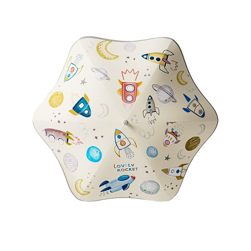 Cute Cartoon Umbrella Uv Protect Umbrella Kids Sunny And Rainy Long Umbrel Spacecraft Light/Dark Tauoh