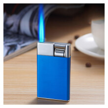 Blue Torch Lighter, Refillable Butane Windproof Lighter with Adjustable Jet Flame for Outdoor Use