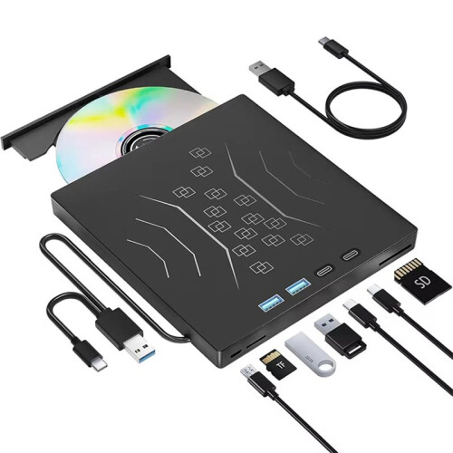 7-in-1 External CD/DVD Drive Player USB3.0 Portable External Disk Optical Drive CD Burner for PC Laptop 1