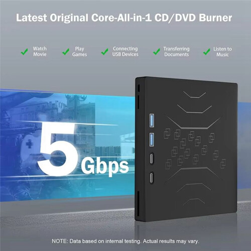7-in-1 External CD/DVD Drive Player USB3.0 Portable External Disk Optical Drive CD Burner for PC Laptop 2