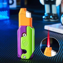 Windproof Refillable Butane Lighter with Adjustable Flame Control, Foldable Design for Outdoor Camping (Color 1)