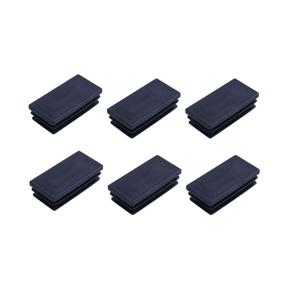 Plastic Rectangle Blanking End Tube Caps Inserts 25X50mm 180Pcs Black Brecantia