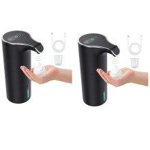 2X Automatic Soap Dispenser Black, Foam Soap Dispenser Rechargeable Non-Contact Automatic Soap Dispenser for Bathroom