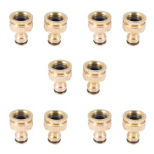 10 Pack Brass Garden Hose/Hosepipe Tap Connector 1/2 Inch and 3/4 Inch 2-In-1 Female Threaded Faucet Adapter