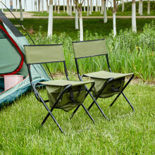 2Pack Outdoor Folding Camping Chair with Carry Bag, Lightweight Durable Frame and Storage Pockets, Green