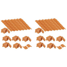 400 Pcs Roof Tiles Model Building Set Red Miniature Tiles for DIY Landscape Kitchen Garden Decoration