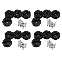 16x Aluminiumlegierung 12mm Combiner Radnabe Hex Adapter Upgrades für 144001 1/14 RC Auto Ersatzteile,Schwarz