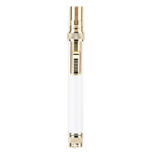 Windproof Refillable Butane Torch Lighter with Adjustable Jet Flame, Visible Fuel Window and Foldable Hole Punch, Silver