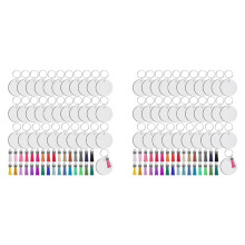 256Pcs Sublimation Keychain Blanks Set Key Rings Sublimation Blanks Heat Transfer Keychain Tassels Blank-Round