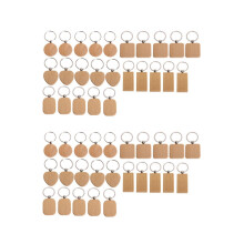 50Pieces Blank Wooden Key Chain DIY Wood Keychain Rings Key Tags Jewelry Findings
