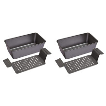 2X 12 Zoll Chicago Metallisch Professional Gesunde Hack Braten Pfanne Anti Haft Grill Schale Rechteckige Laib Pfanne mit Einsatz Gestell