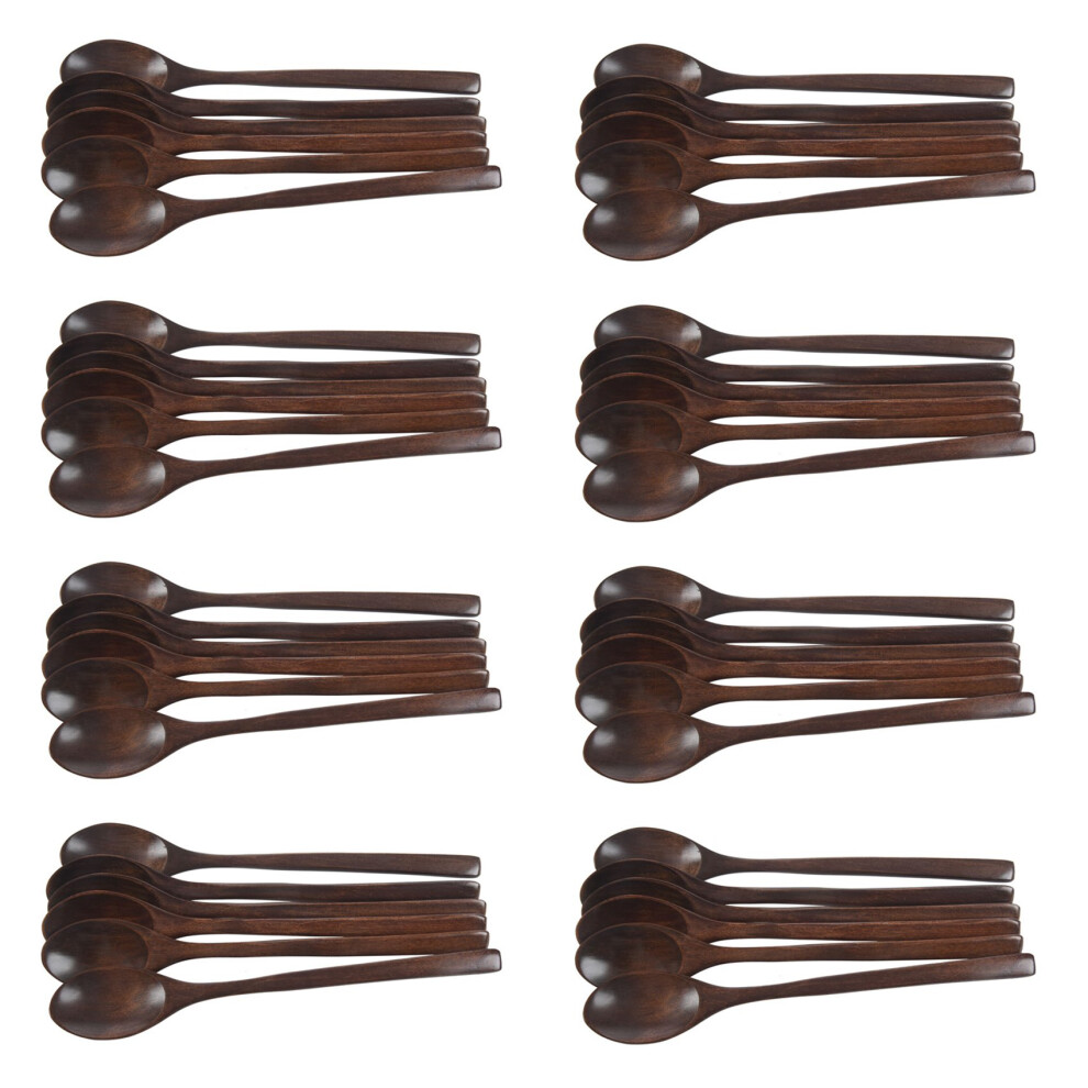 Wooden Spoons, 48 Pieces Wood Soup Spoons For Eating Mixing Stirring Cooking, Long Handle Spoon With Kitchen Utensil Brecantia