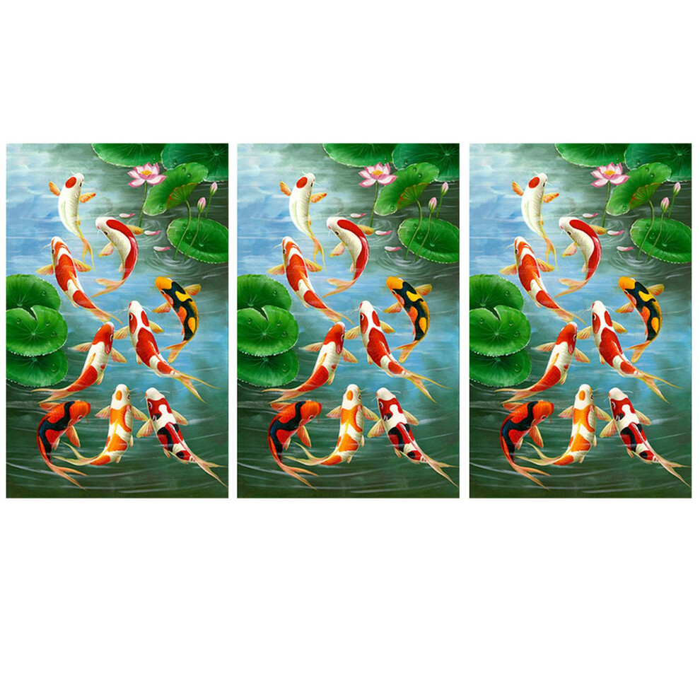 3X 5D Art Diamond Painting Round Full Diamond Koi Carp Stitch Kits Embroidery Home Decors 6031598897219
