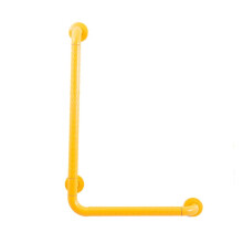 Bathroom Grab Bar LShaped 90 Degree Wall Mounted Toilet Safety Rail for Elderly, Brushed Stainless Steel with Yellow Accent