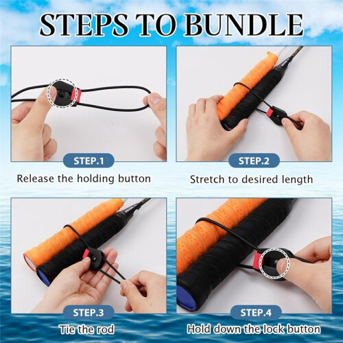 10 Bridas Elásticas Ajustables para Cañas de Pescar, para Pesca con Mosca. 2