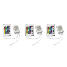 3X LED RGB Controller Kontroller Steuerung IR FB 24 Tasten Weiss 12V