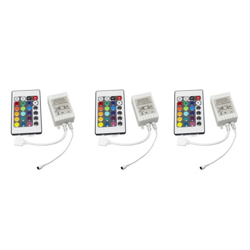 3X LED RGB Controller Control IR FB 24 Keys White 12V 1
