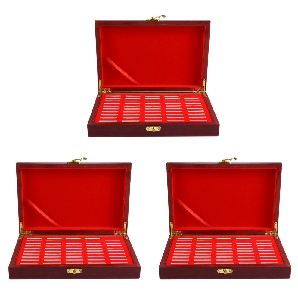 Brecantia 150 Pcs Wood Coin Protection Display Box Storage Case Holder Round Box Commemorative Collection Box