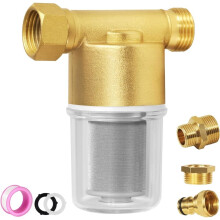 Reusable Sediment Filter, Brass Inline Water Filter, Fit 1/2" NPT & 3/4" GHT, Sediment Filter for Washer,RV