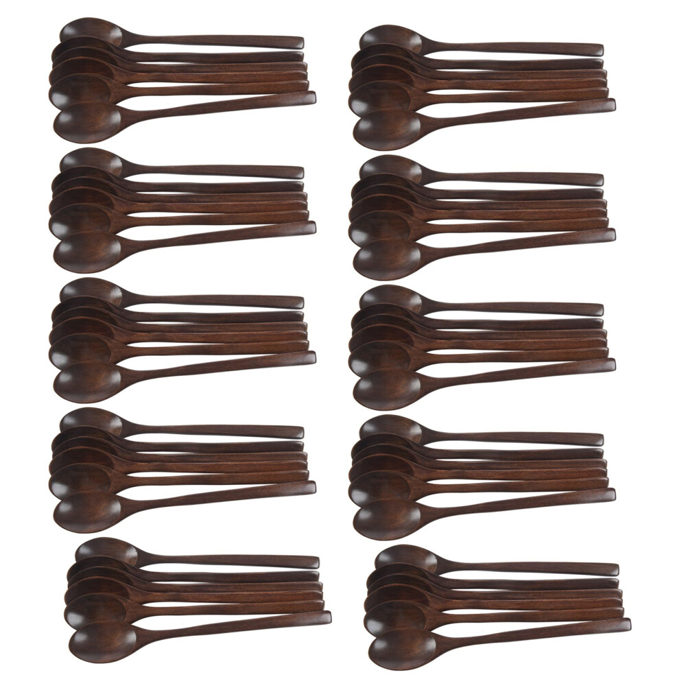 Wooden Spoons, 60 Pieces Wood Soup Spoons For Eating Mixing Stirring Cooking, Long Handle Spoon Brecantia