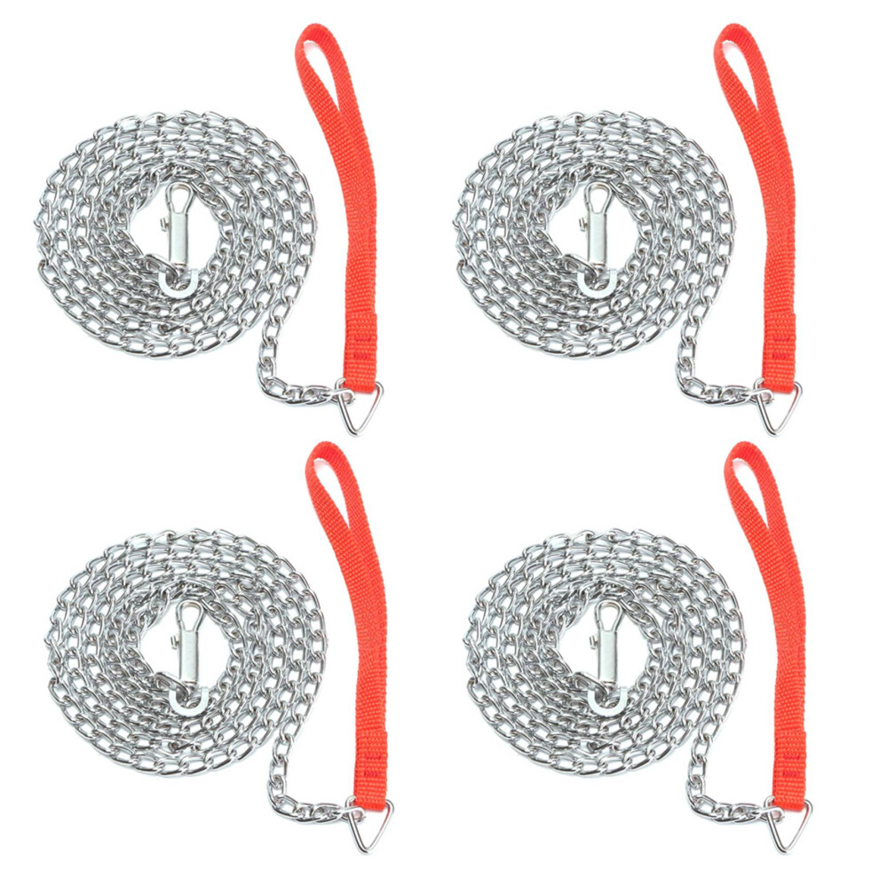 4Pcs 1.6M Heavy Duty Metal Chain Dog Puppy Walking Lead Leash Clip Handle Red 6031540441750
